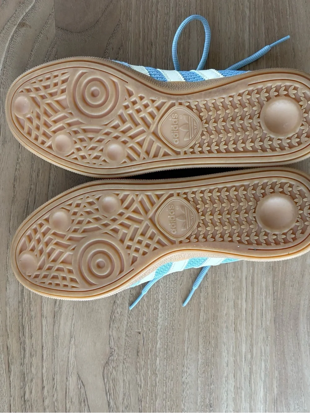 Adidas Spezial Light Blue Suede & Mesh Sneakers with Cream Stripes - brand new